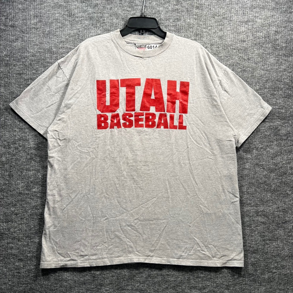 Vintage Oneita Power-T Utah Baseball Forbush 15 T-Shirt Gray XXL 90s Graphic Tee